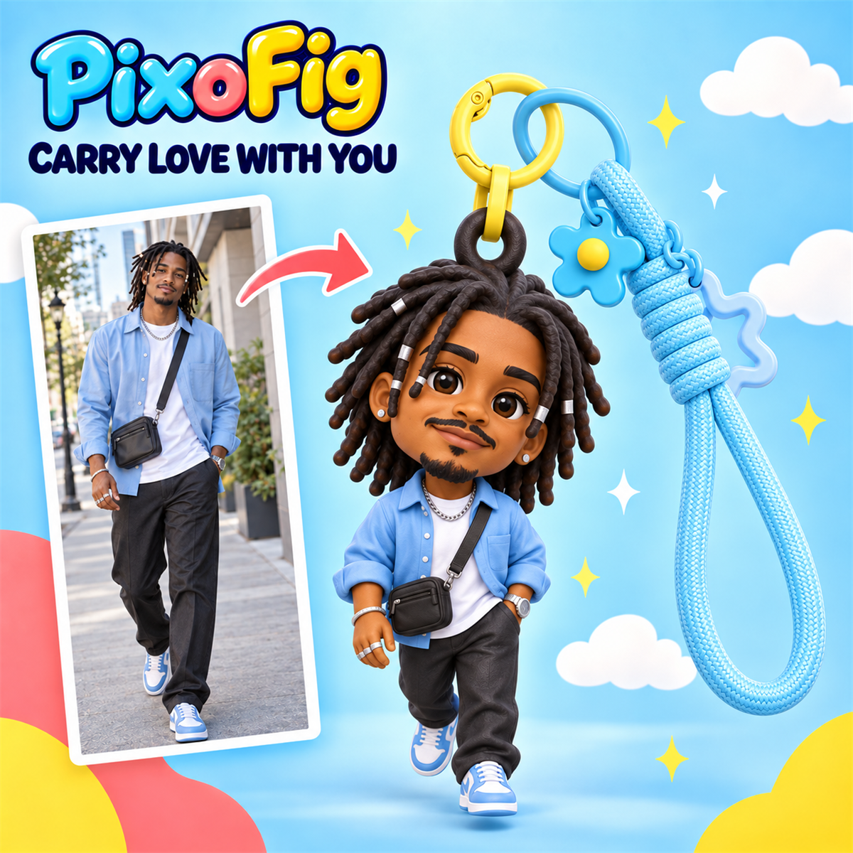 Chibi-Style Figurine Keychain — Custom-Made from Your Photo