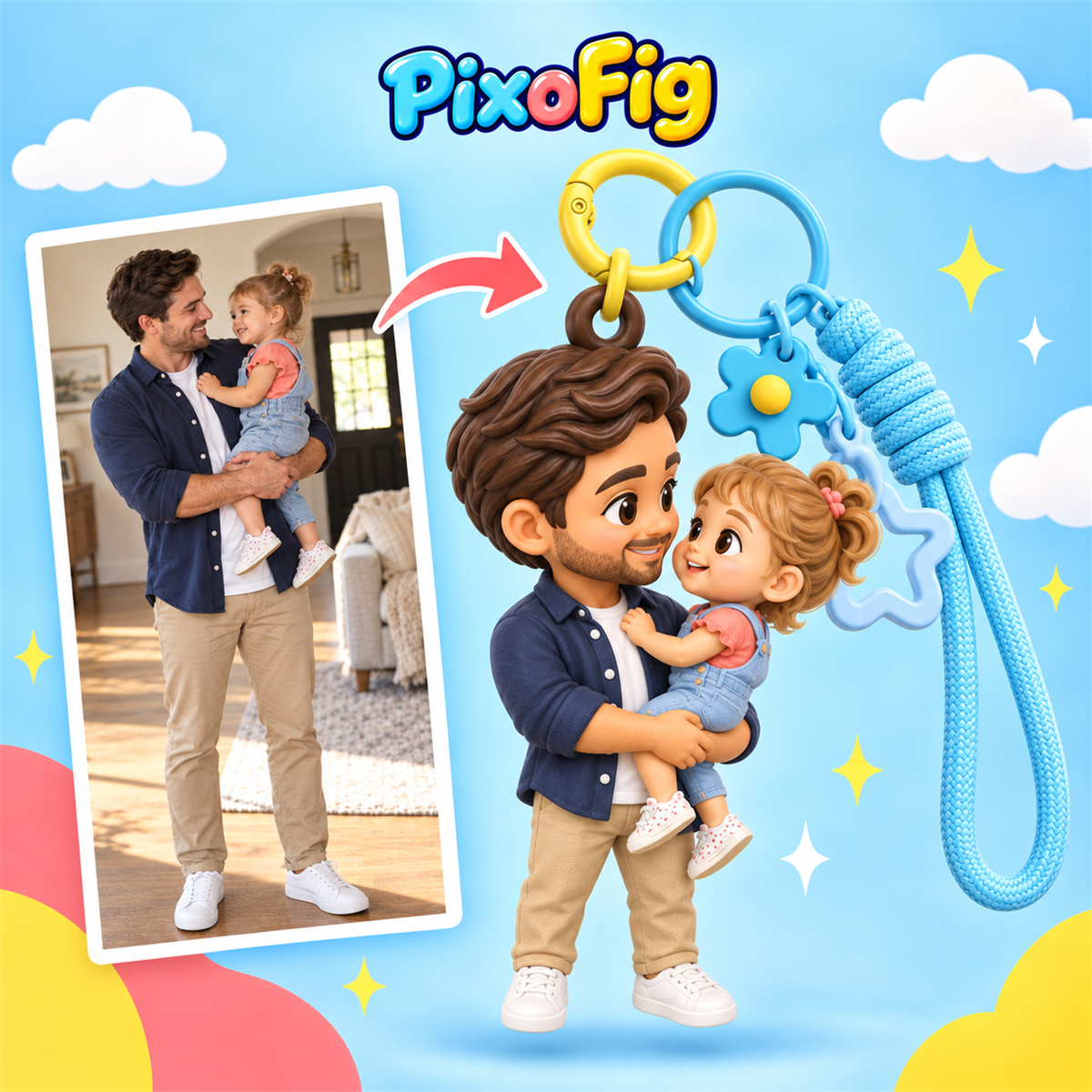 Chibi-Style Figurine Keychain — Custom-Made from Your Photo