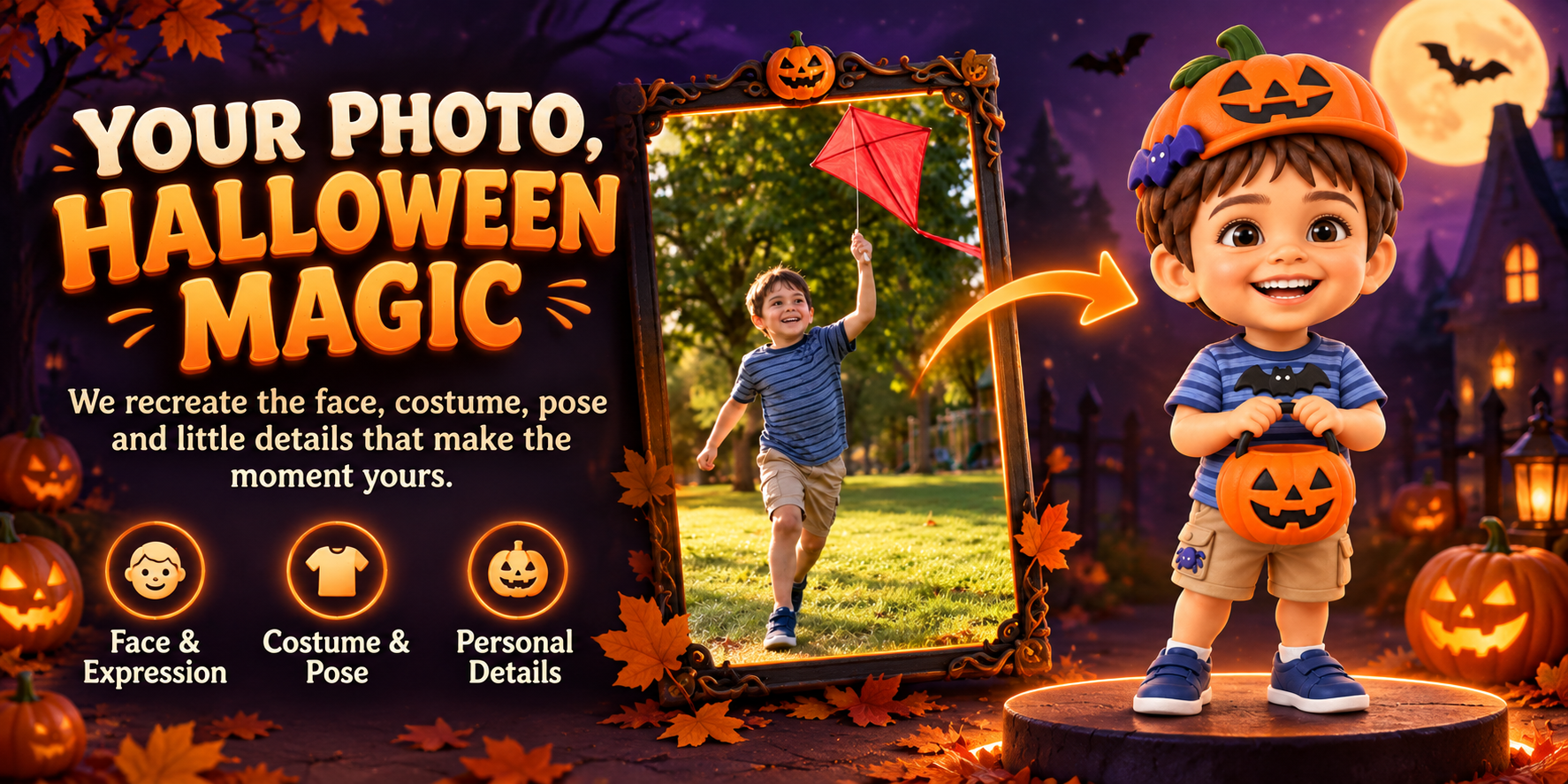 Halloween-Themed Custom 3D Figurine — Upload a Photo to Create Your Own — product details 1