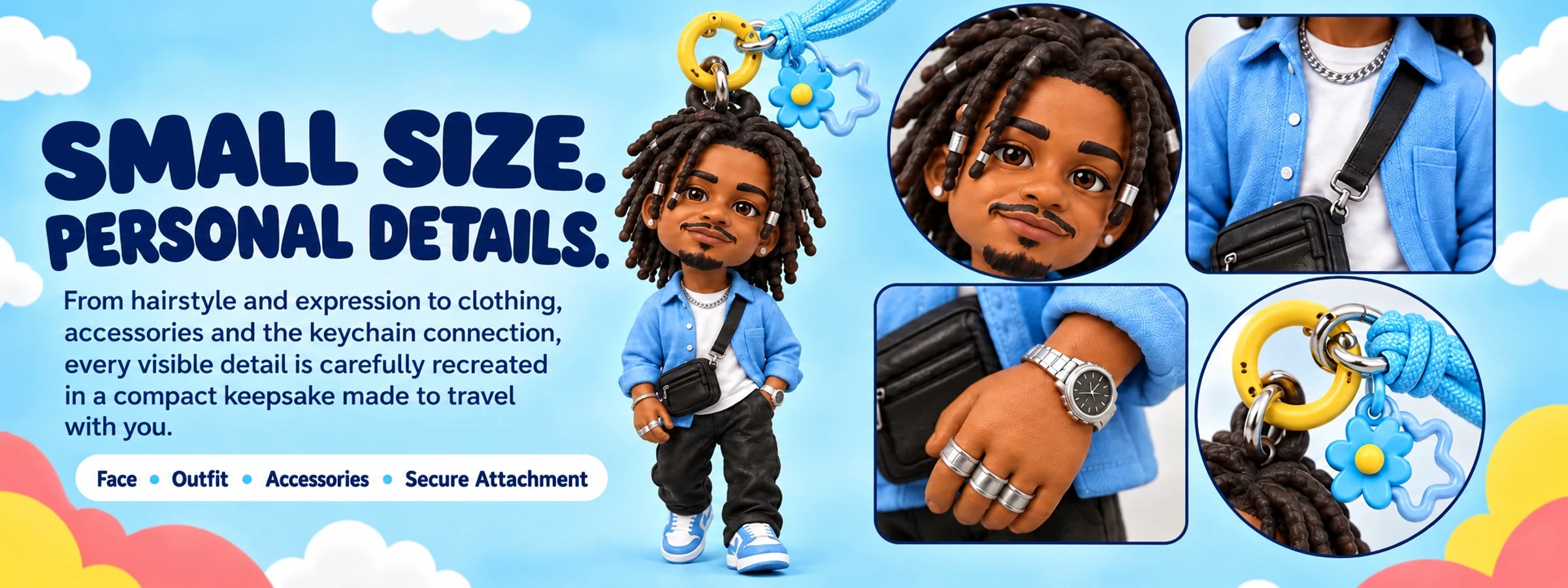 Chibi-Style Figurine Keychain — Custom-Made from Your Photo — product details 3